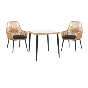 pak-140-000068 ΤΡΑΠΕΖΑΡΙΑ NAOKI-TANISH ΣΕΤ 3 ΤΕΜ PAKOWORLD ΜΕΤΑΛΛΟ ΜΑΥΡΟ-PE ΦΥΣΙΚΟ-ΓΥΑΛΙ 80X80X78ΕΚ