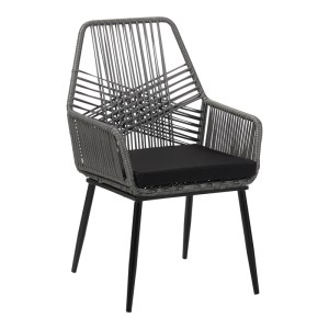 pak-140-000070 ΠΟΛΥΘΡΟΝΑ TANISH PAKOWORLD PE RATTAN ΣΕ ΓΚΡΙ ΑΠΟΧΡΩΣΗ ΜΕ ΜΑΥΡΑ ΜΕΤΑΛΛΙΚΑ ΠΟΔΙΑ 58X58.5X87ΕΚ