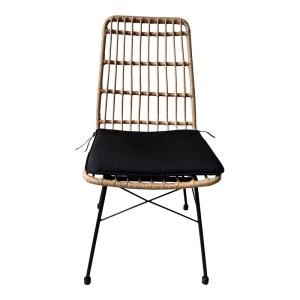 pak-152-000017-1 ΚΑΡΕΚΛΑ NAOKI PAKOWORLD RATTAN ΣΕ ΦΥΣΙΚΗ ΑΠΟΧΡΩΣΗ ΜΕ ΜΑΥΡΟ ΜΑΞΙΛΑΡΙ ΚΑΙ ΜΕΤΑΛΛΙΚΟ ΜΑΥΡΟ ΠΟΔΙ 45X60X83ΕΚ