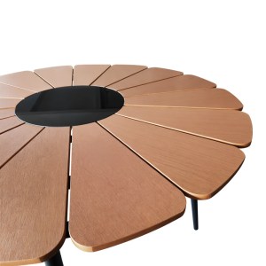 pak-152-000089-2 ΤΡΑΠΕΖΙ PINAP PAKOWORLD ΜΑΥΡΟ ΑΛΟΥΜΙΝΙΟ ΚΑΙ PLYWOOD ΣΕ ΦΥΣΙΚΗ ΑΠΟΧΡΩΣΗ Φ110X74ΕΚ