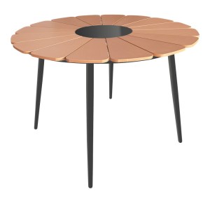 pak-152-000089 ΤΡΑΠΕΖΙ PINAP PAKOWORLD ΜΑΥΡΟ ΑΛΟΥΜΙΝΙΟ ΚΑΙ PLYWOOD ΣΕ ΦΥΣΙΚΗ ΑΠΟΧΡΩΣΗ Φ110X74ΕΚ