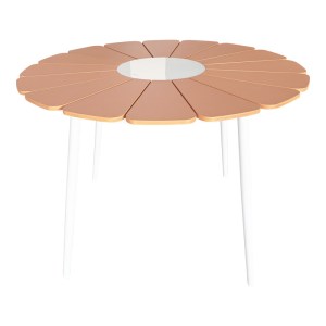 pak-152-000090-1 ΤΡΑΠΕΖΙ PINAP PAKOWORLD ΛΕΥΚΟ ΑΛΟΥΜΙΝΙΟ ΚΑΙ PLYWOOD ΣΕ ΦΥΣΙΚΗ ΑΠΟΧΡΩΣΗ Φ110X74ΕΚ