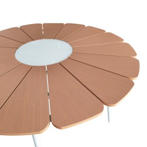 pak-152-000090-2 ΤΡΑΠΕΖΙ PINAP PAKOWORLD ΛΕΥΚΟ ΑΛΟΥΜΙΝΙΟ ΚΑΙ PLYWOOD ΣΕ ΦΥΣΙΚΗ ΑΠΟΧΡΩΣΗ Φ110X74ΕΚ