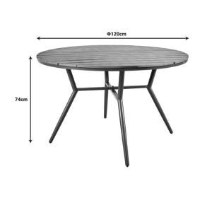 pak-152-000091-4 ΤΡΑΠΕΖΙ APPA PAKOWORLD ΑΛΟΥΜΙΝΙΟ ΚΑΙ PLYWOOD ΣΕ ΑΝΘΡΑΚΙ ΑΠΟΧΡΩΣΗ Φ120X74ΕΚ