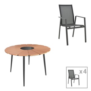 pak-152-000100 ΤΡΑΠΕΖΑΡΙΑ PINAP-DASHIELL ΣΕΤ 5ΤΕΜ PAKOWORLD ΜΑΥΡΟ ΑΛΟΥΜΙΝΙΟ ΚΑΙ PLYWOOD ΣΕ ΦΥΣΙΚΗ ΑΠΟΧΡΩΣΗ Φ110X74ΕΚ