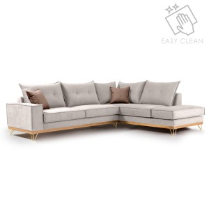 pak-168-000015 ΓΩΝΙΑΚΟΣ ΚΑΝΑΠΕΣ ΑΡΙΣΤΕΡΗ ΓΩΝΙΑ LUXURY II PAKOWORLD ΥΦΑΣΜΑ CREAM-MOCHA 290X235X95ΕΚ