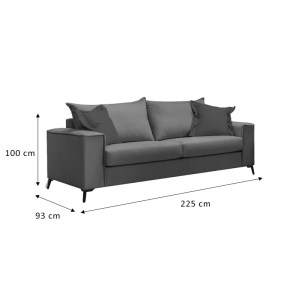 pak-168-000090-3 ΚΑΝΑΠΕΣ VERONA 3ΘΕΣΙΟΣ ΚΥΠΑΡΙΣΣΙ ΥΦΑΣΜΑ ΜΕ ΜΑΞΙΛΑΡΙΑ ΣΕ ΚΡΕΜ ΑΠΟΧΡΩΣΗ 225X93X100ΕΚ