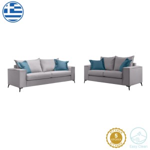 pak-168-000096 ΣΕΤ ΣΑΛΟΝΙΟΥ 2ΤΕΜ VERONA PAKOWORLD ΑΝΟΙΧΤΟ ΓΚΡΙ ΥΦΑΣΜΑ ΜΕ ΜΑΞΙΛΑΡΙΑ ΣΕ ΜΠΛΕ ΑΠΟΧΡΩΣΗ