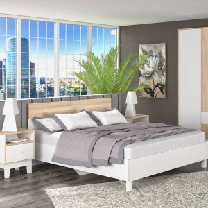 pak-173-000004-1 ΚΡΕΒΑΤΙ ΔΙΠΛΟ AWELL PAKOWORLD SONOMA-ΛΕΥΚΟ 160X200ΕΚ