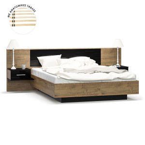 pak-173-000012 ΚΡΕΒΑΤΙ ROMILLY PAKOWORLD ΜΑΥΡΟ GLOSS-ΚΑΡΥΔΙ 160X200ΕΚ