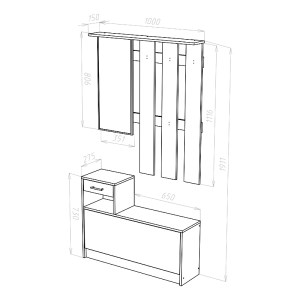 pak-173-000022-3 ΕΠΙΠΛΟ ΕΙΣΟΔΟΥ JAMIE PAKOWORLD ΚΑΡΥΔΙ-ΛΕΥΚΟ 100X27,5X187ΕΚ