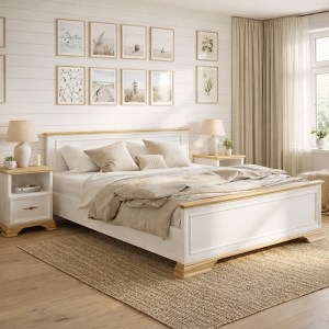 pak-173-000023 ΚΡΕΒΑΤΙ ΔΙΠΛΟ JADEN PAKOWORLD GOLDEN OAK-ΛΕΥΚΟ ANTIQUE 160X200ΕΚ