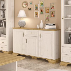 pak-173-000027 ΜΠΟΥΦΕΣ JADEN PAKOWORLD GOLDEN OAK-ΛΕΥΚΟ ANTIQUE 137,5X39X88,5ΕΚ