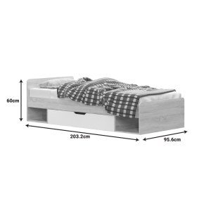 pak-173-000049-2 ΚΡΕΒΑΤΙ ΜΕ ΣΥΡΤΑΡΙ LETTO PAKOWORLD ΣΕ OAK - ΛΕΥΚΟ ΑΠΟΧΡΩΣΗ 90X200ΕΚ