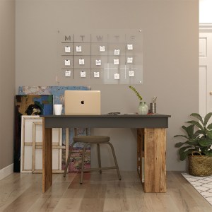pak-176-000024-4 ΓΡΑΦΕΙΟ ΓΩΝΙΑΚΟ ROSALINE PAKOWORLD ΑΝΘΡΑΚΙ-OAK 120X129X72ΕΚ