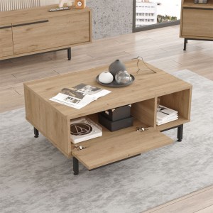 pak-176-000138-2 ΤΡΑΠΕΖΙ ΣΑΛΟΝΙΟΥ FRIXTON PAKOWORLD ΜΕΛΑΜΙΝΗΣ ΦΥΣΙΚΟ-ΜΑΥΡΟ 90X60X37.5ΕΚ