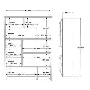 pak-176-000204-3 ΒΙΒΛΙΟΘΗΚΗ DECORA PAKOWORLD ΣΕ ΦΥΣΙΚΟ-ΛΕΥΚΟ ΑΠΟΧΡΩΣΗ 90X22X123.6ΕΚ