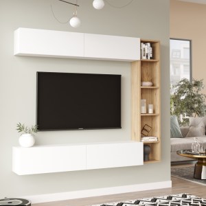 pak-176-000217 ΣΥΝΘΕΣΗ ΣΑΛΟΝΙΟΥ COMPO ΕΠΙΤΟΙΧΙΟ PAKOWORLD ΣΕ ΦΥΣΙΚΟ-ΛΕΥΚΟ ΑΠΟΧΡΩΣΗ 169,10X25,8X143.5ΕΚ