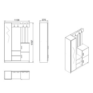 pak-176-000219-3 ΕΠΙΠΛΟ ΕΙΣΟΔΟΥ SARON ΜΕ ΚΑΘΡΕΠΤΗ PAKOWORLD ΣΕ OAK-ΛΕΥΚΗ ΑΠΟΧΡΩΣΗ 113X35X180ΕΚ