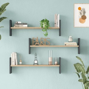 pak-176-000236-1 ΡΑΦΙΕΡΑ ΤΟΙΧΟΥ MENTO PAKOWORLD OAK ΜΕ ΑΝΘΡΑΚΙ 75,6X14,5X23,6ΕΚ