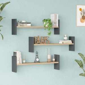 pak-176-000236 ΡΑΦΙΕΡΑ ΤΟΙΧΟΥ MENTO PAKOWORLD OAK ΜΕ ΑΝΘΡΑΚΙ 75,6X14,5X23,6ΕΚ