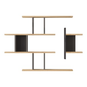 pak-176-000238-2 ΡΑΦΙΕΡΑ ΤΟΙΧΟΥ LEDIA PAKOWORLD OAK ΜΕ ΑΝΘΡΑΚΙ 110,6X14,5X78ΕΚ