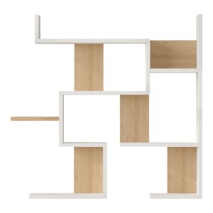 pak-176-000239-2 ΡΑΦΙΕΡΑ ΤΟΙΧΟΥ MAZE PAKOWORLD ΛΕΥΚΟ ΜΕ OAK 93,3X14,5X90ΕΚ