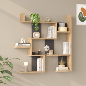 pak-176-000240 ΡΑΦΙΕΡΑ ΤΟΙΧΟΥ MAZE PAKOWORLD OAK ΜΕ ΑΝΘΡΑΚΙ 93,3X14,5X90ΕΚ