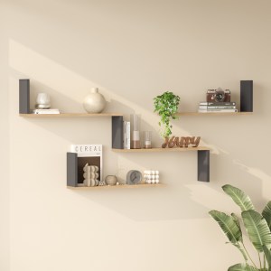 pak-176-000244 ΡΑΦΙΕΡΑ ΤΟΙΧΟΥ FLEAR PAKOWORLD OAK ΜΕ ΑΝΘΡΑΚΙ 179X14,5X76,2ΕΚ