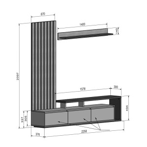 pak-192-000037-2 ΣΥΝΘΕΤΟ ΣΑΛΟΝΙΟΥ CLAIRONSE PAKOWORLD ΣΕ ΦΥΣΙΚΗ ΑΠΟΧΡΩΣΗ-ΑΝΘΡΑΚΙ-ΑΝΟΙΧΤΟ ΓΚΡΙ 225X37.6X210ΕΚ