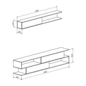 pak-192-000045-2 ΣΥΝΘΕΤΟ ΣΑΛΟΝΙΟΥ BRICK PAKOWORLD ΣΕ SONOMA OAK-ΚΡΕΜ ΑΠΟΧΡΩΣΗ 240X40X50.4ΕΚ