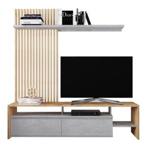 pak-192-000047-1 ΣΥΝΘΕΤΟ ΣΑΛΟΝΙΟΥ NEO PAKOWORLD ΣΕ OAK-ΓΚΡΙ ΑΠΟΧΡΩΣΗ 190X40X200ΕΚ
