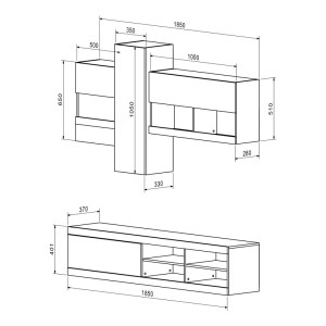 pak-192-000056-1 ΣΥΝΘΕΤΟ ΣΑΛΟΝΙΟΥ TORANIA PAKOWORLD SONOMA-ΛΕΥΚΟ 185X37X145ΕΚ
