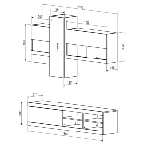 pak-192-000056-2 ΣΥΝΘΕΤΟ ΣΑΛΟΝΙΟΥ TORANIA PAKOWORLD SONOMA-ΛΕΥΚΟ 185X37X145ΕΚ
