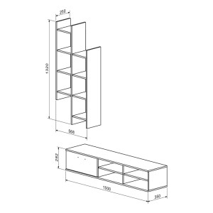 pak-192-000057-1 ΣΥΝΘΕΤΟ ΣΑΛΟΝΙΟΥ SARONA PAKOWORLD OAK 150X35X160ΕΚ