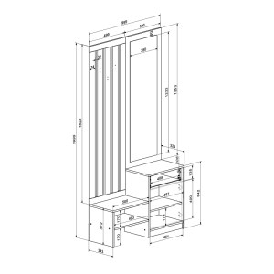 pak-192-000065-3 ΕΠΙΠΛΟ ΕΙΣΟΔΟΥ ΜΕ ΚΑΘΡΕΠΤΗ CITRA PAKOWORLD SONOMA 100X34.3X199.5ΕΚ