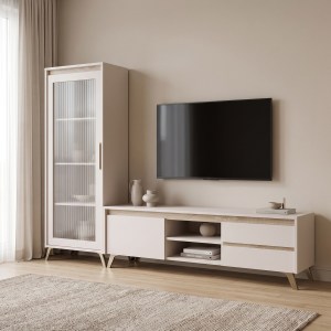 pak-192-000075 ΣΥΝΘΕΤΟ ΣΑΛΟΝΙΟΥ BELKA PAKOWORLD ΚΡΕΜ ΜΕ OAK 210,6X45X152,6ΕΚ