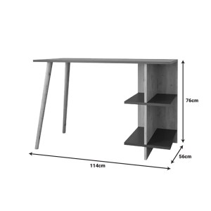 pak-197-000274-2 ΓΡΑΦΕΙΟ ΕΡΓΑΣΙΑΣ VOLET PAKOWORLD ΣΕ OAK- ΑΝΘΡΑΚΙ ΑΠΟΧΡΩΣΗ 114X56X76ΕΚ