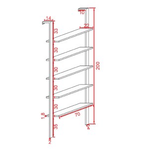 pak-197-000305-4 ΡΑΦΙΕΡΑ ΤΟΙΧΟΥ HARRIS PAKOWORLD ΣΕ ΛΕΥΚΗ ΑΠΟΧΡΩΣΗ ΜΕ ΧΡΥΣΟ ΜΕΤΑΛΛΙΚΟ ΣΚΕΛΕΤΟ 60X22X200ΕΚ