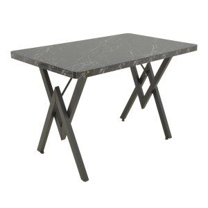 pak-197-000322 ΤΡΑΠΕΖΙ VERTEX PAKOWORLD ΜΑΥΡΟ ΕΦΕ ΜΑΡΜΑΡΟΥ ΜΕ ΜΑΥΡΑ ΜΕΤΑΛΛΙΚΑ ΠΟΔΙΑ 110X70X72ΕΚ