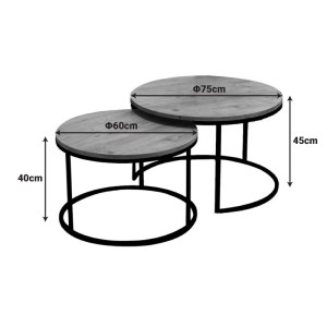 pak-197-000330-2 ΤΡΑΠΕΖΙΑ ΣΑΛΟΝΙΟΥ SOLME PAKOWORLD 2ΤΕΜ ΦΥΣΙΚΗ ΑΠΟΧΡΩΣΗ ΜΕ ΜΑΥΡΑ ΜΕΤΑΛΛΙΚΑ ΠΟΔΙΑ