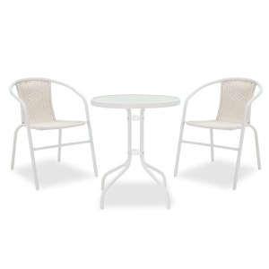 pak-200-000299 ΤΡΑΠΕΖΑΡΙΑ WATSON-OBBI ΣΕΤ 3ΤΕΜ PAKOWORLD ΜΕΤΑΛΛΟ ΛΕΥΚΟ-ΓΥΑΛΙ Φ60X70ΕΚ