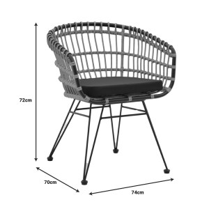 pak-200-000755-12 ΤΡΑΠΕΖΑΡΙΑ NAOKI C PAKOWORLD ΣΕΤ 7 ΤΜΧ RATTAN ΦΥΣΙΚΟ-ΜΑΥΡΟ ΜΕΤΑΛΛΟ-ΓΥΑΛΙ 160X90X78ΕΚ