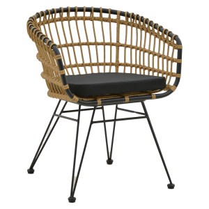 pak-200-000755-1 ΤΡΑΠΕΖΑΡΙΑ NAOKI C PAKOWORLD ΣΕΤ 7 ΤΜΧ RATTAN ΦΥΣΙΚΟ-ΜΑΥΡΟ ΜΕΤΑΛΛΟ-ΓΥΑΛΙ 160X90X78ΕΚ