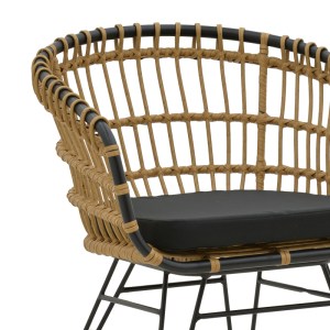 pak-200-000755-5 ΤΡΑΠΕΖΑΡΙΑ NAOKI C PAKOWORLD ΣΕΤ 7 ΤΜΧ RATTAN ΦΥΣΙΚΟ-ΜΑΥΡΟ ΜΕΤΑΛΛΟ-ΓΥΑΛΙ 160X90X78ΕΚ