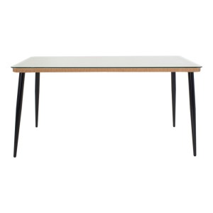 pak-200-000756-5 ΤΡΑΠΕΖΑΡΙΑ NAOKI-TANISH PAKOWORLD ΣΕΤ 7 ΤΜΧ RATTAN ΦΥΣΙΚΟ-ΜΑΥΡΟ ΜΕΤΑΛΛΟ-ΓΥΑΛΙ 160X90X78ΕΚ