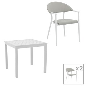 pak-200-000803 ΤΡΑΠΕΖΑΡΙΑ KLITON - PINO ΣΕΤ 3ΤΕΜ PAKOWORLD ΑΛΟΥΜΙΝΙΟ ΣΕ ΛΕΥΚΗ ΑΠΟΧΡΩΣΗ 80X80X74ΕΚ