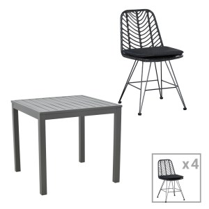 pak-200-000856 ΤΡΑΠΕΖΑΡΙΑ KLITON-NAOKI ΣΕΤ 5ΤΕΜ PAKOWORLD ΑΝΘΡΑΚΙ ΑΛΟΥΜΙΝΙΟ ΚΑΙ ΜΕΤΑΛΛΟ ΣΕ ΜΑΥΡΗ ΑΠΟΧΡΩΣΗ 80X80X74ΕΚ