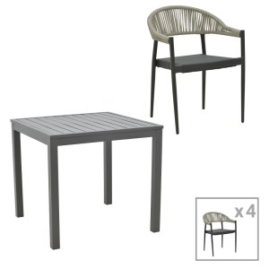 pak-200-000860 ΤΡΑΠΕΖΑΡΙΑ KLITON- ELATION ΣΕΤ 5ΤΕΜ PAKOWORLD  ΑΛΟΥΜΙΝΙΟ ΣΕ ΑΝΘΡΑΚΙ ΑΠΟΧΡΩΣΗ 80X80X74ΕΚ