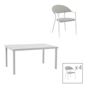 pak-200-000869 ΤΡΑΠΕΖΑΡΙΑ KLITON-NORTURE ΣΕΤ 5ΤΕΜ PAKOWORLD ΑΛΟΥΜΙΝΙΟ ΣΕ ΛΕΥΚΗ ΑΠΟΧΡΩΣΗ 150X80X74ΕΚ